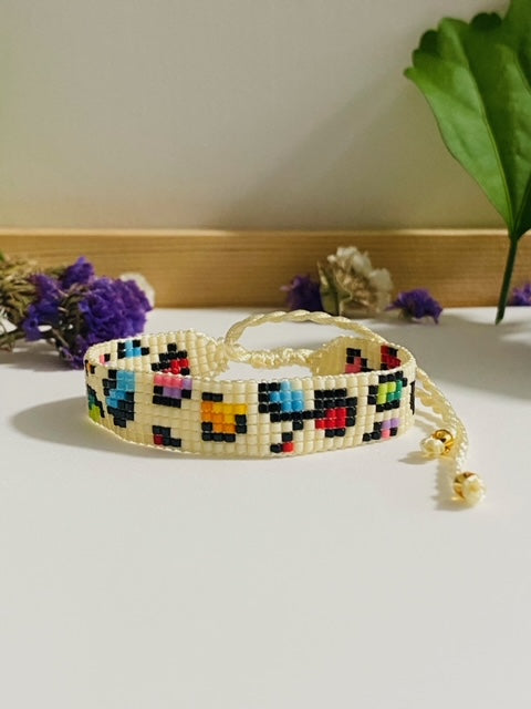 Miyuki bead woven colorful leopard bracelet.